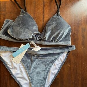 CUPSHE Twist Front Velvet Bikini Swimwear